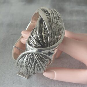 Shablool 925 Sterling Silver Textured Bangle Statement wide Electroform Bracelet